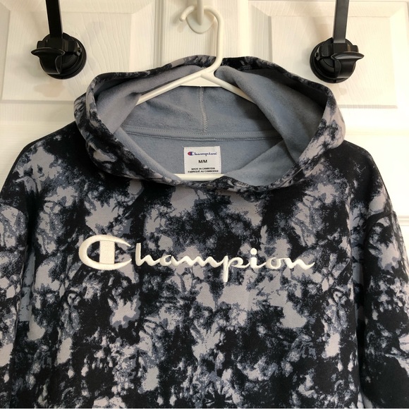 Splattered Charcoal-Blue Champion Hoodie - Picture 9 of 15